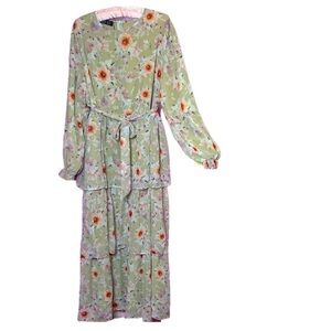 🌷 Refka 🌷 Floral Green Ruffle Maxi Dress